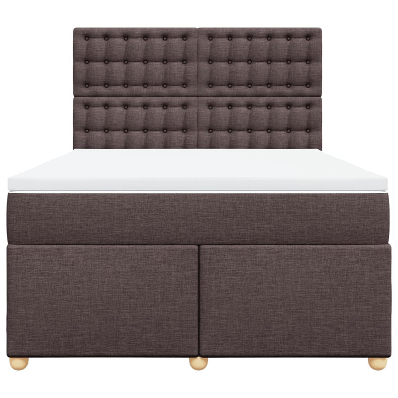 Pat box spring cu saltea, maro închis, 140x200 cm, textil