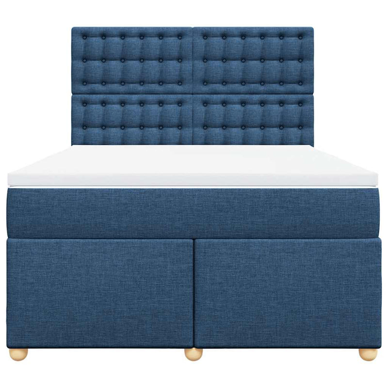 Pat box spring cu saltea, albastru, 140x200 cm, textil