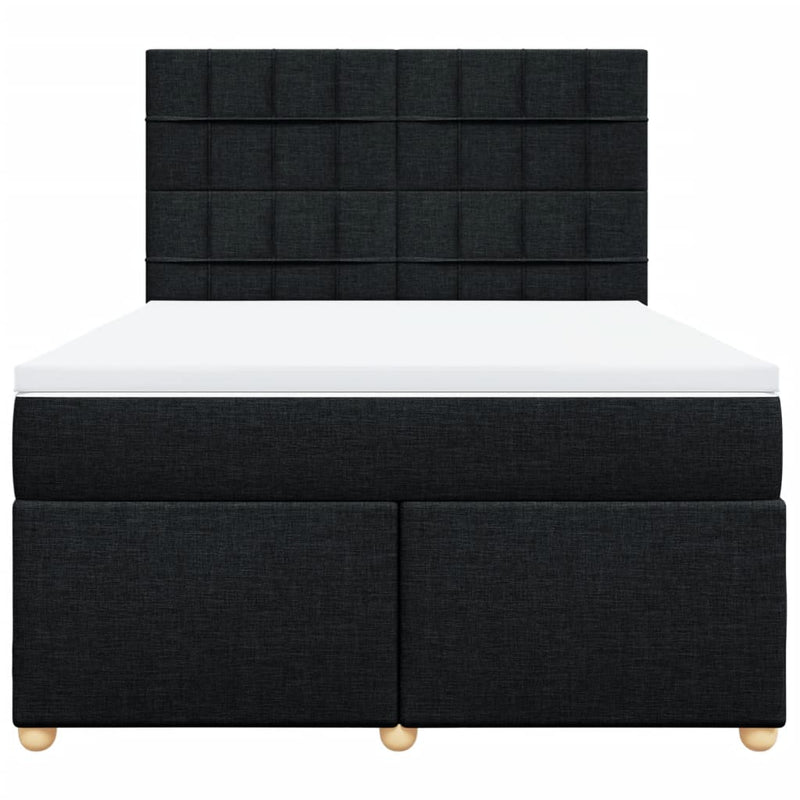 Pat box spring cu saltea, negru, 140x200 cm, textil
