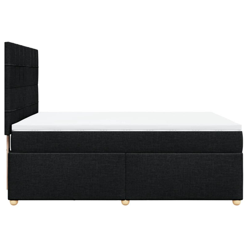 Pat box spring cu saltea, negru, 140x200 cm, textil
