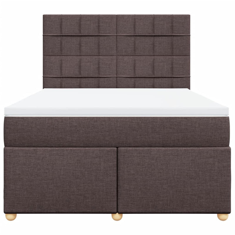 Pat continental cu saltea, maro închis, 140x200 cm, textil