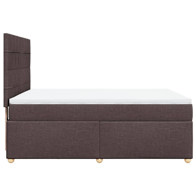 Pat continental cu saltea, maro închis, 140x200 cm, textil