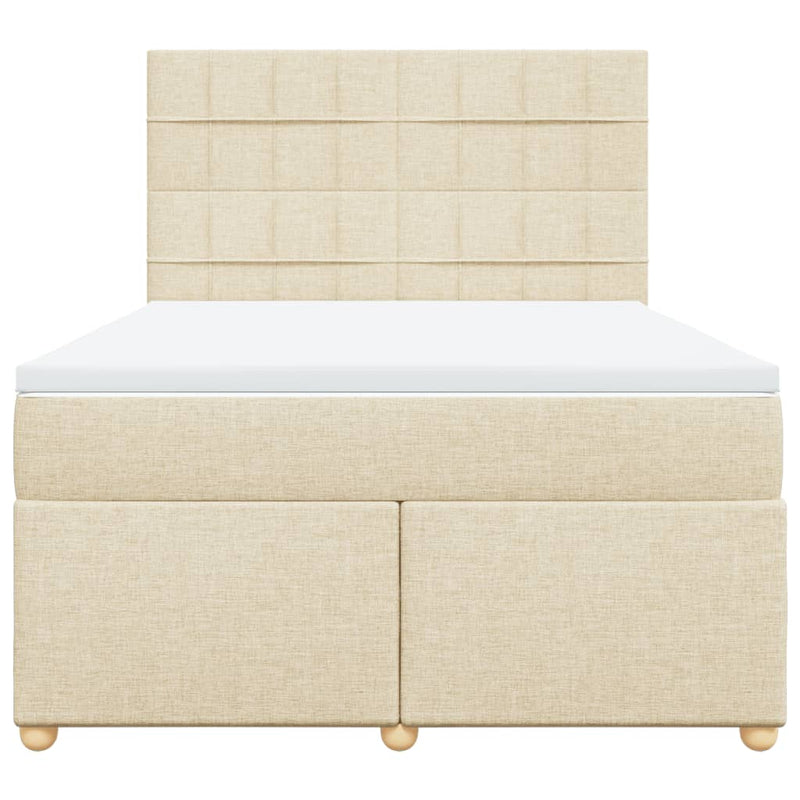 Pat continental cu saltea, crem, 140x200 cm, material textil