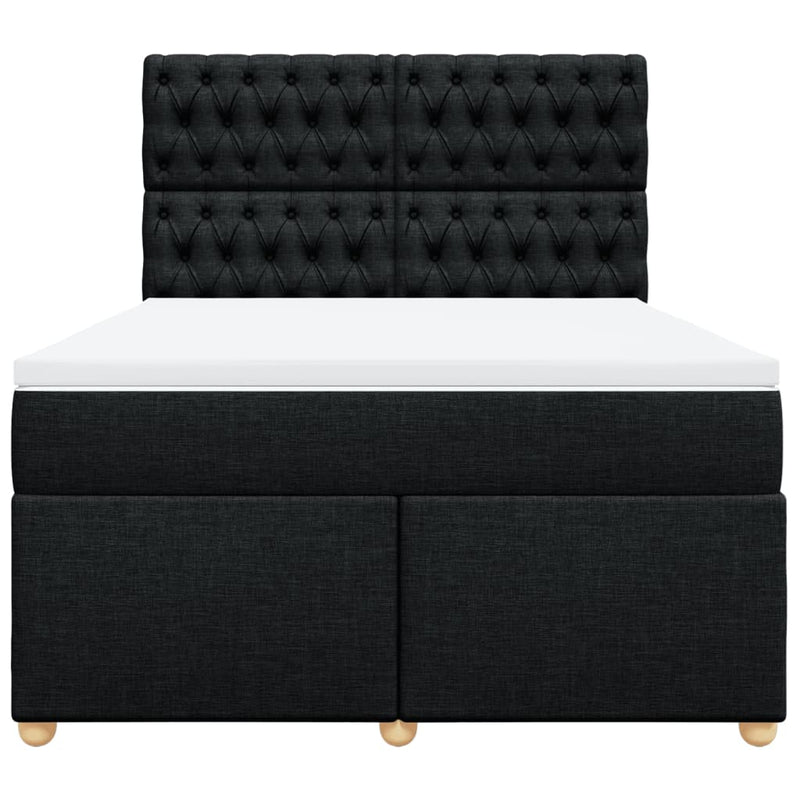 Pat box spring cu saltea, negru, 140x200 cm, textil