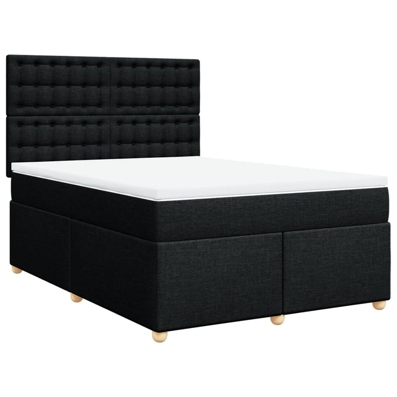 Pat box spring cu saltea, negru, 140x200 cm, textil