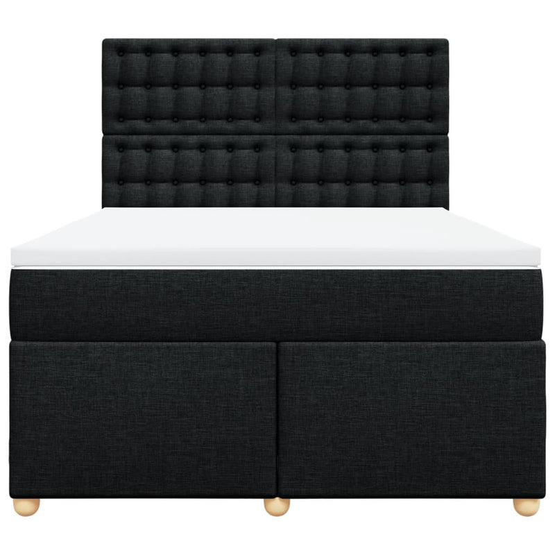 Pat box spring cu saltea, negru, 140x200 cm, textil