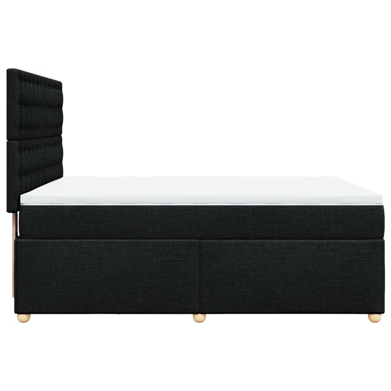 Pat box spring cu saltea, negru, 140x200 cm, textil