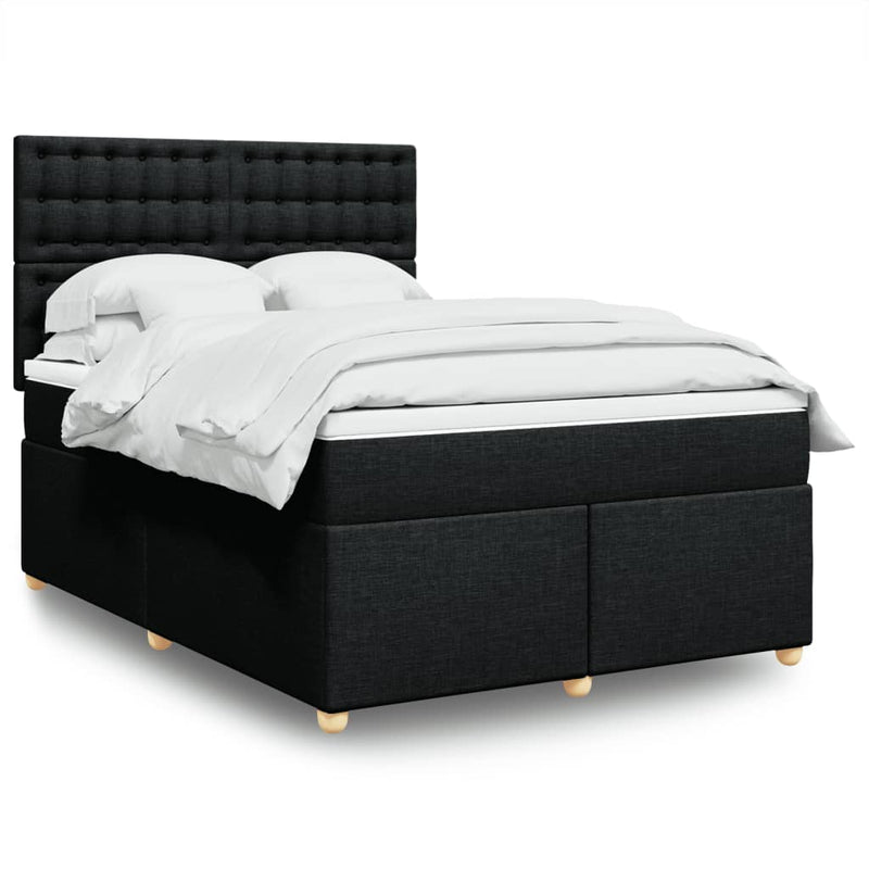 Pat box spring cu saltea, negru, 140x200 cm, textil