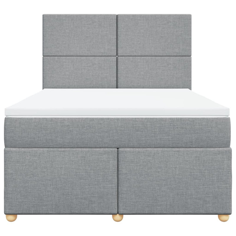 Pat continental cu saltea, gri deschis, 160x200 cm, textil