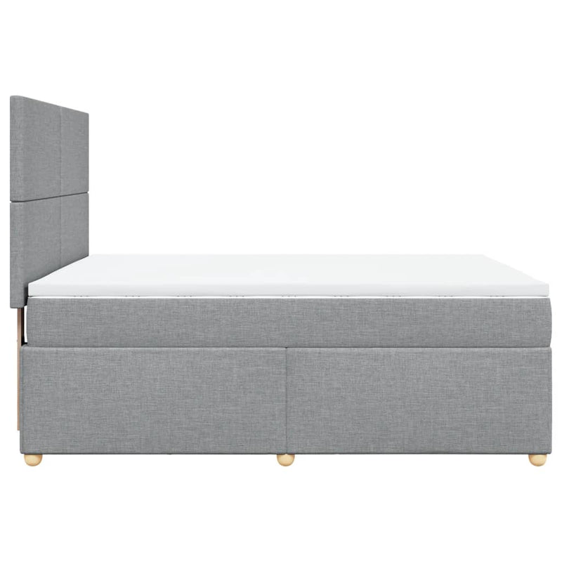 Pat continental cu saltea, gri deschis, 160x200 cm, textil
