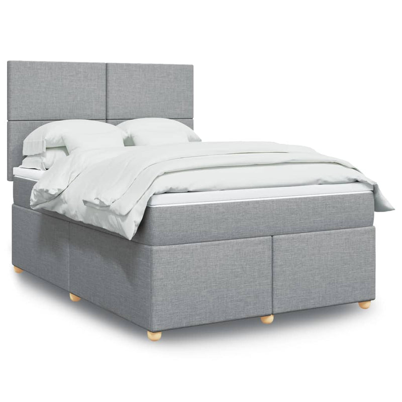 Pat continental cu saltea, gri deschis, 160x200 cm, textil