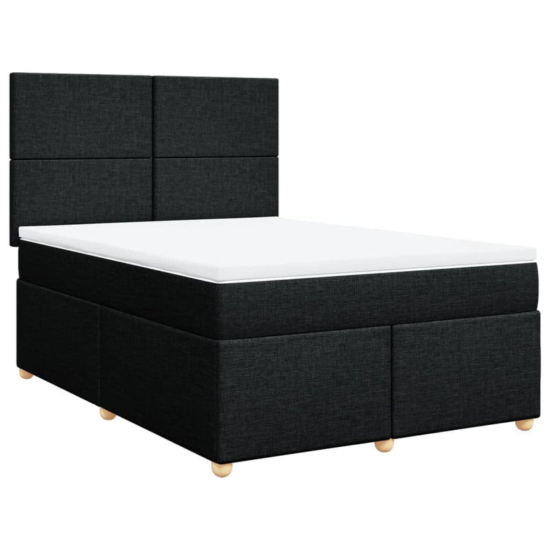 Pat box spring cu saltea, negru, 160x200 cm, textil