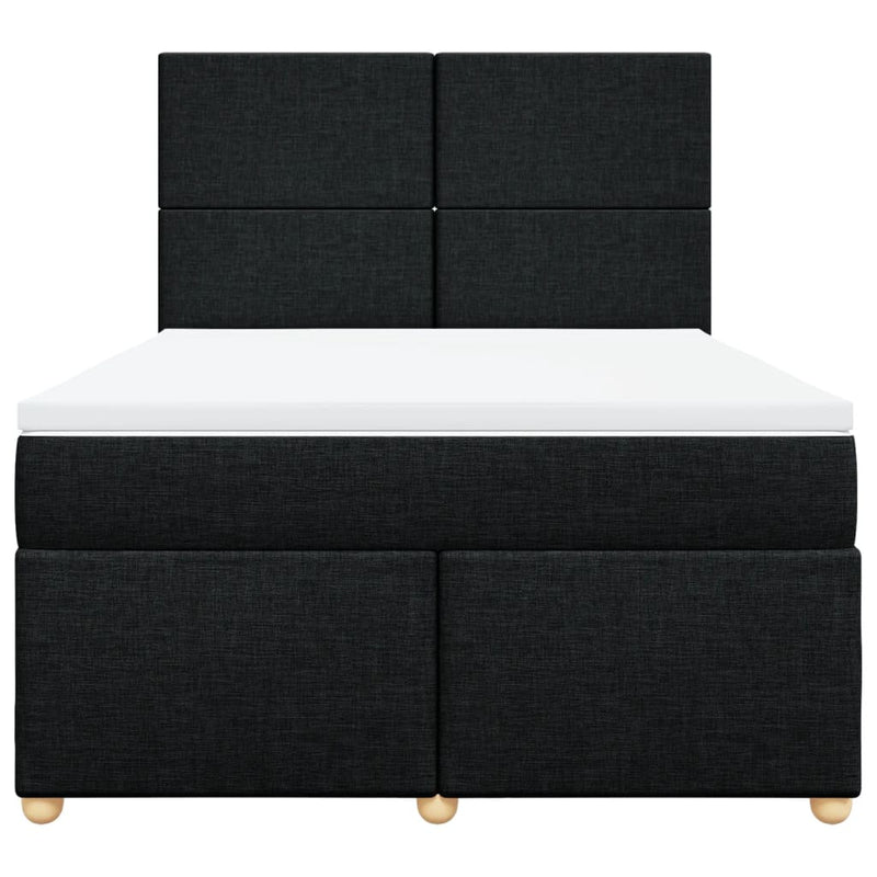 Pat box spring cu saltea, negru, 160x200 cm, textil