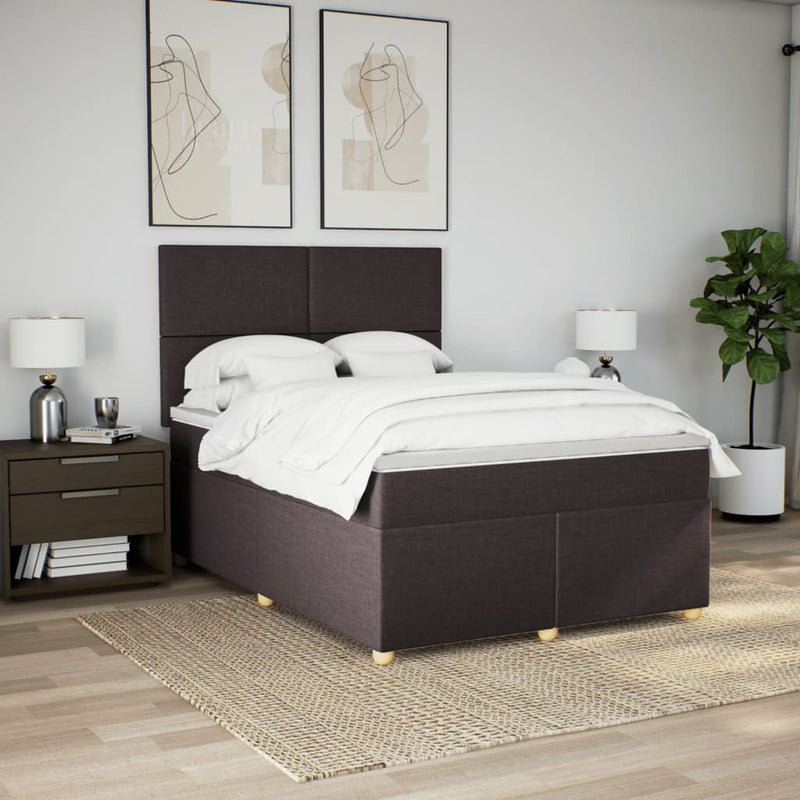 Pat box spring cu saltea, maro închis, 160x200 cm, textil