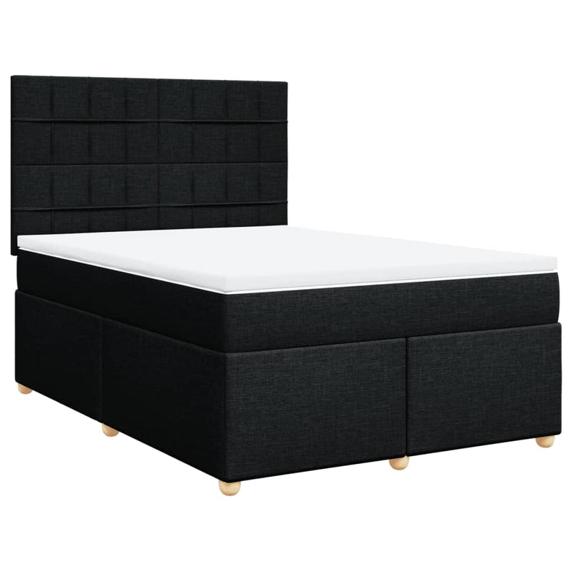 Pat box spring cu saltea, negru, 160x200 cm, textil