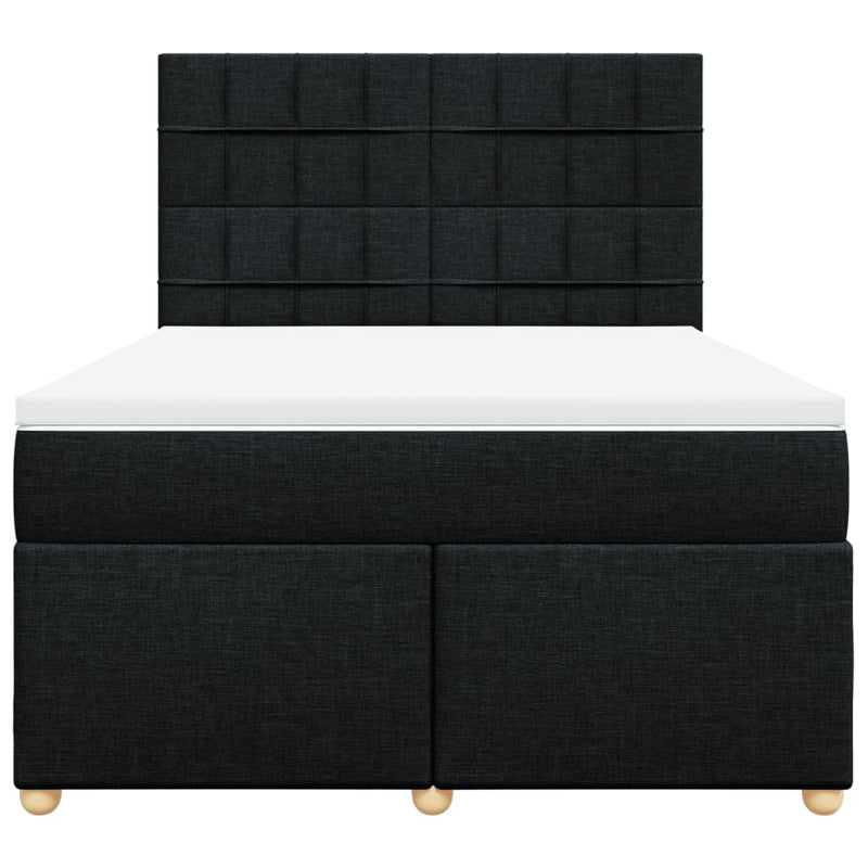 Pat box spring cu saltea, negru, 160x200 cm, textil