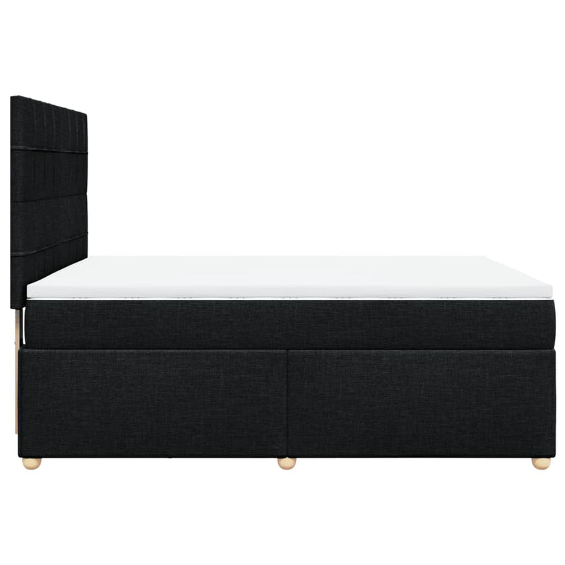 Pat box spring cu saltea, negru, 160x200 cm, textil