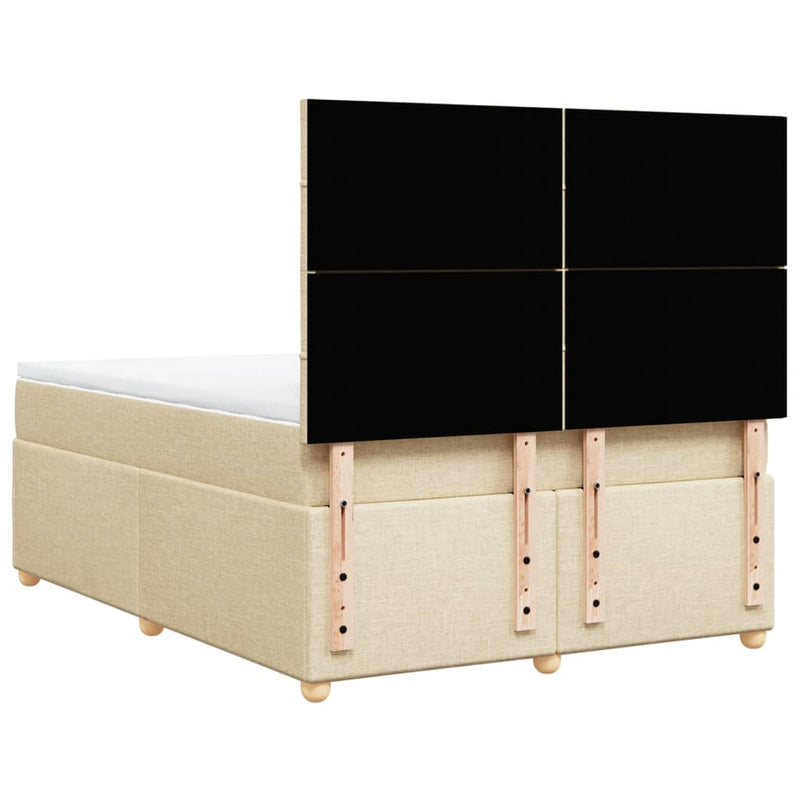 Pat box spring cu saltea, crem, 160x200 cm, material textil