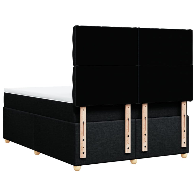 Pat box spring cu saltea, negru, 160x200 cm, textil