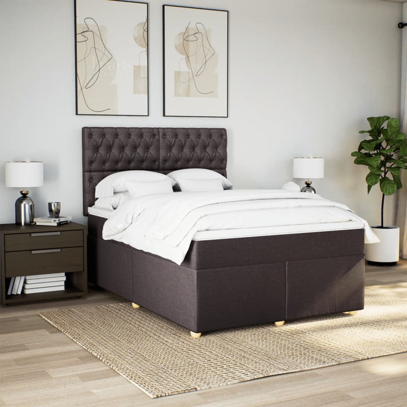 Pat box spring cu saltea, maro închis, 160x200 cm, textil