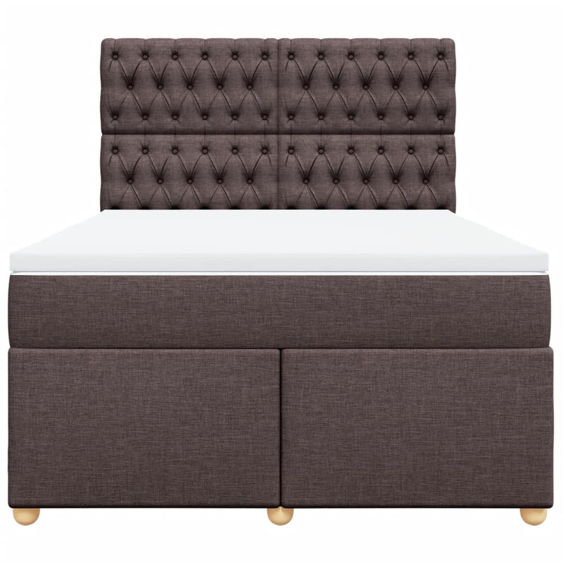Pat box spring cu saltea, maro închis, 160x200 cm, textil