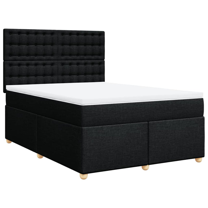 Pat box spring cu saltea, negru, 160x200 cm, textil