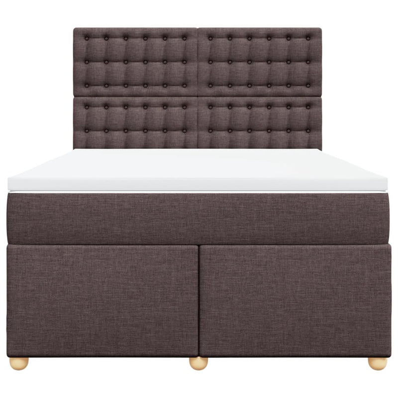 Pat box spring cu saltea, maro închis, 160x200 cm, textil