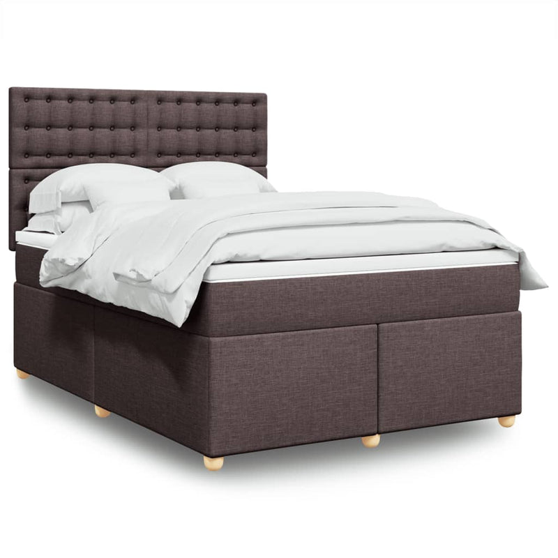 Pat box spring cu saltea, maro închis, 160x200 cm, textil
