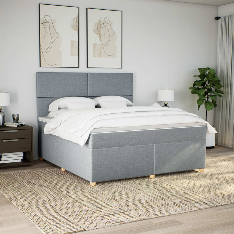 Pat continental, gri deschis, 180x200 cm, material textil