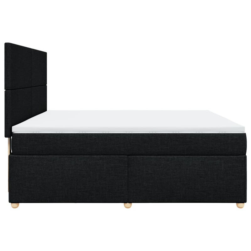 Pat box spring cu saltea, negru, 180x200 cm, catifea