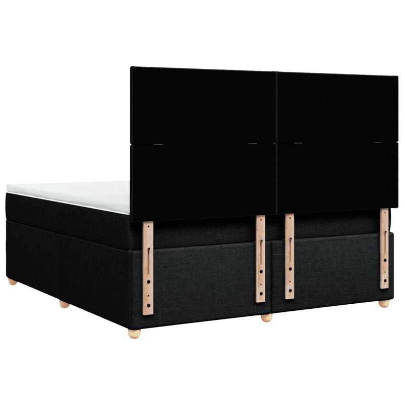 Pat box spring cu saltea, negru, 180x200 cm, catifea
