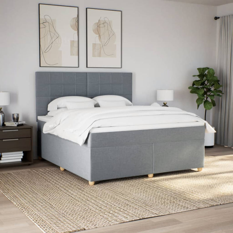 Pat continental, gri deschis, 180x200 cm, material textil