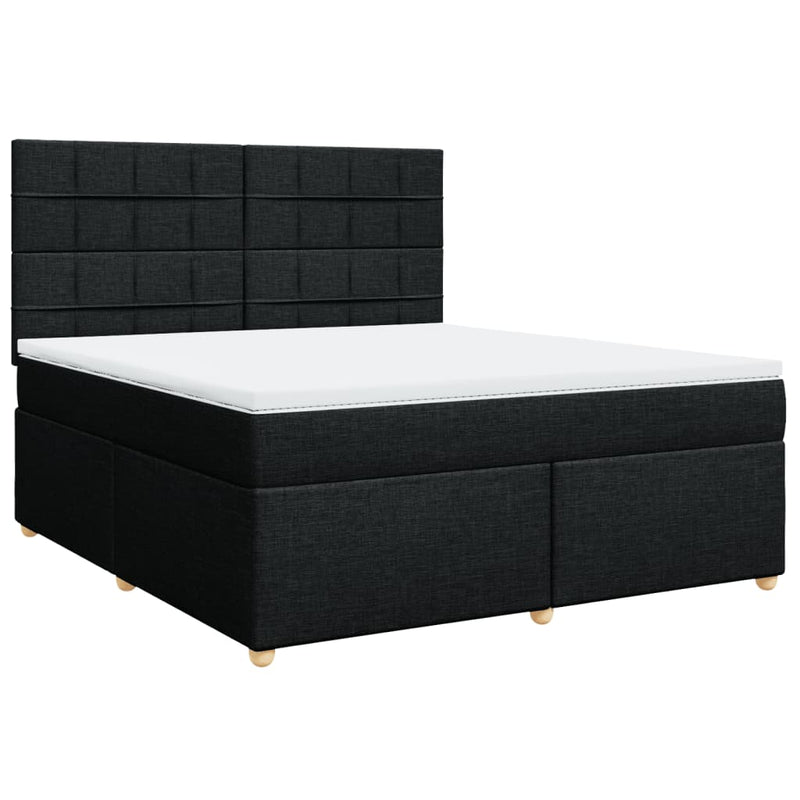 Pat box spring cu saltea, negru, 180x200 cm, catifea