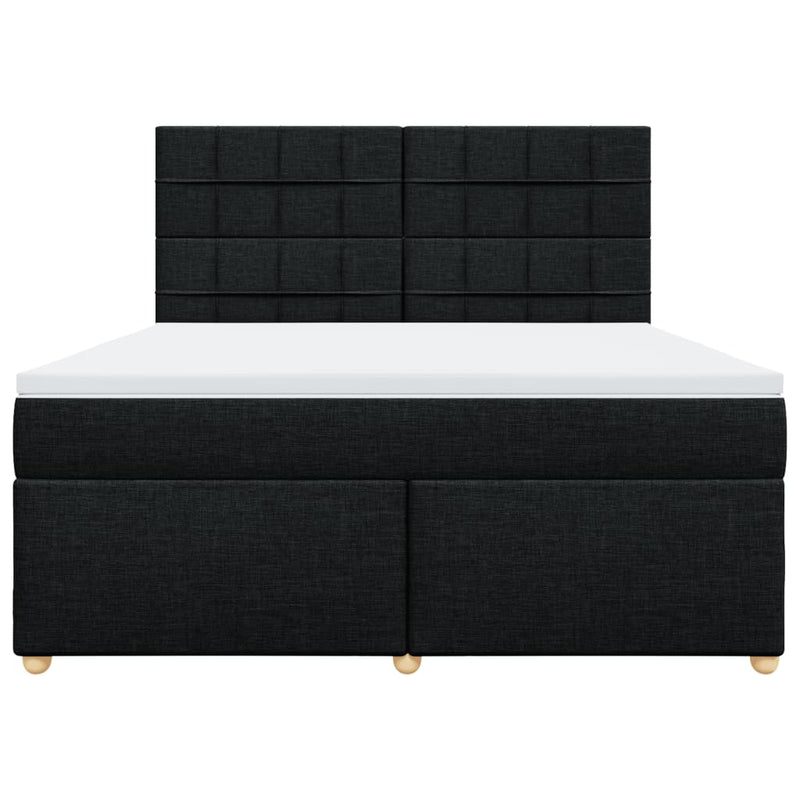 Pat box spring cu saltea, negru, 180x200 cm, catifea