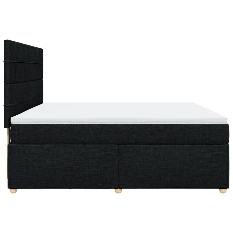 Pat box spring cu saltea, negru, 180x200 cm, catifea
