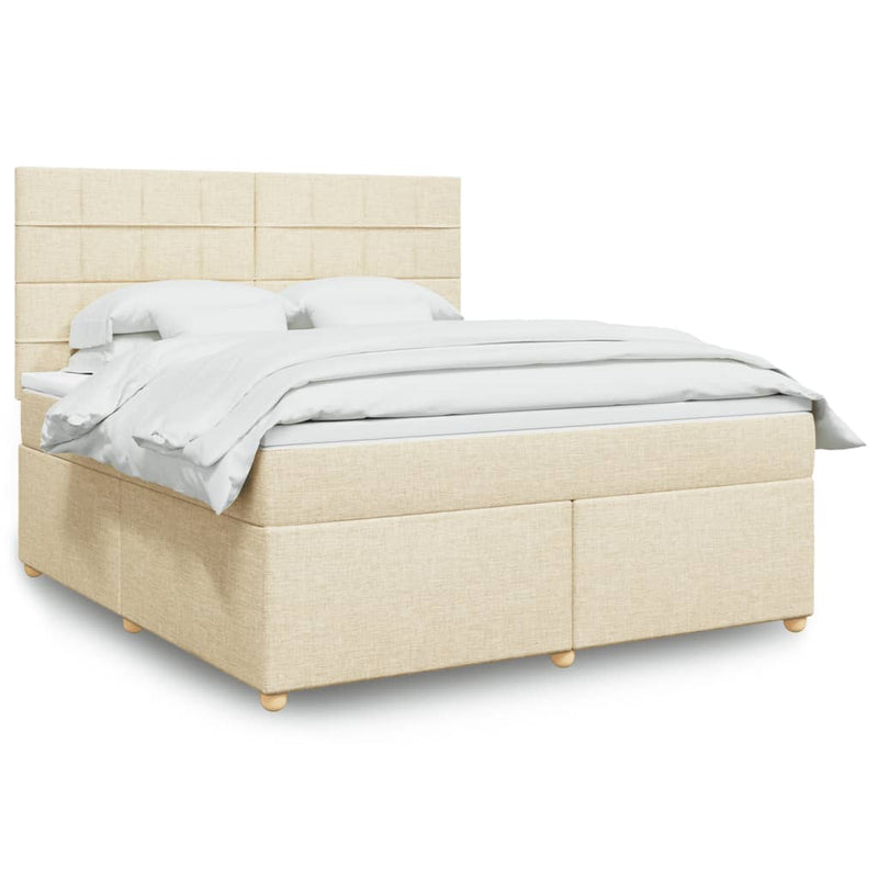 Pat continental cu saltea, crem, 180x200 cm, textil