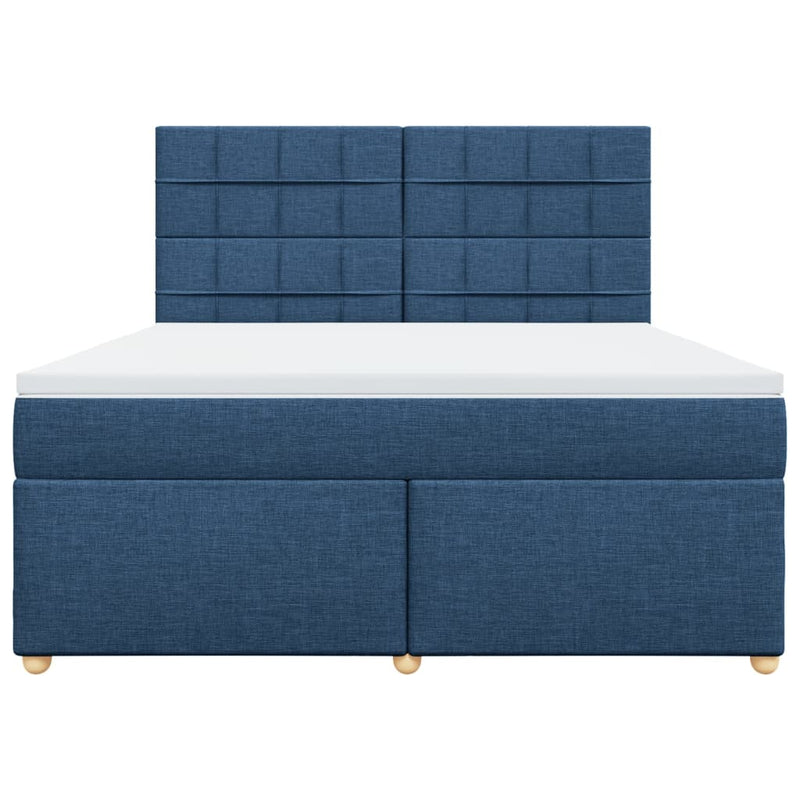 Pat box spring cu saltea, albastru, 180x200 cm, material textil