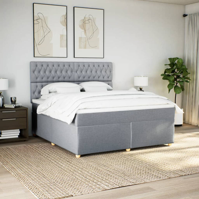 Pat continental, gri deschis, 180x200 cm, material textil