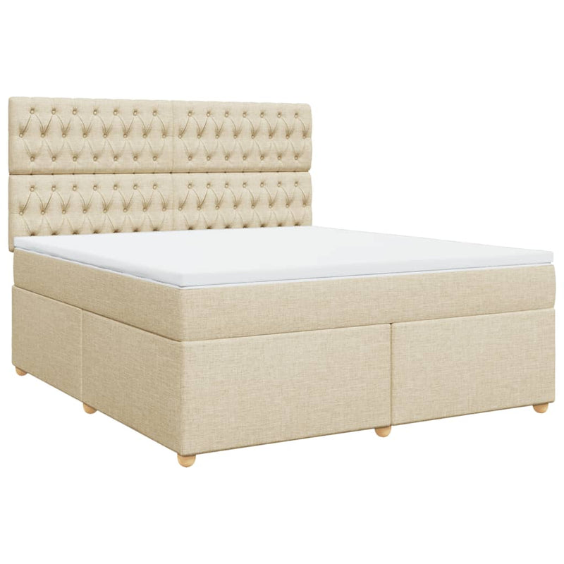 Pat continental cu saltea, crem, 180x200 cm, textil