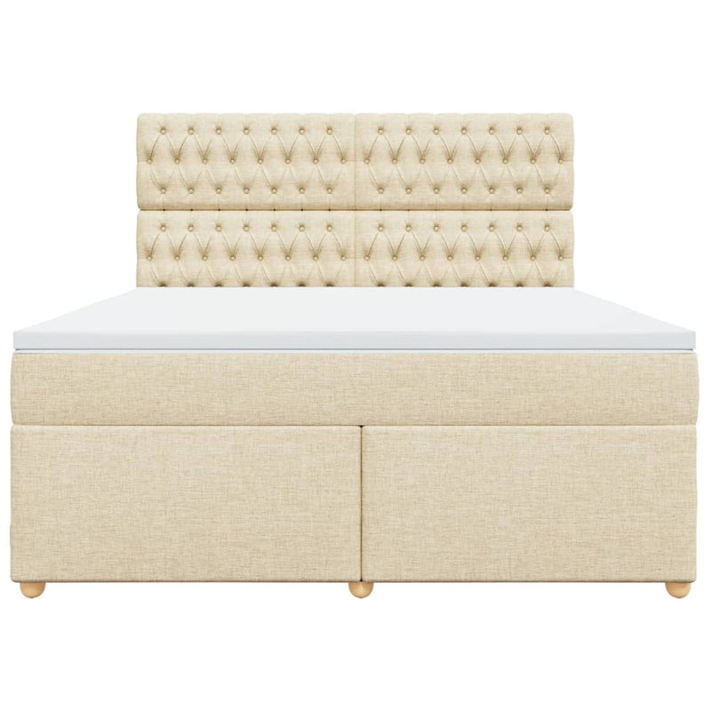 Pat continental cu saltea, crem, 180x200 cm, textil