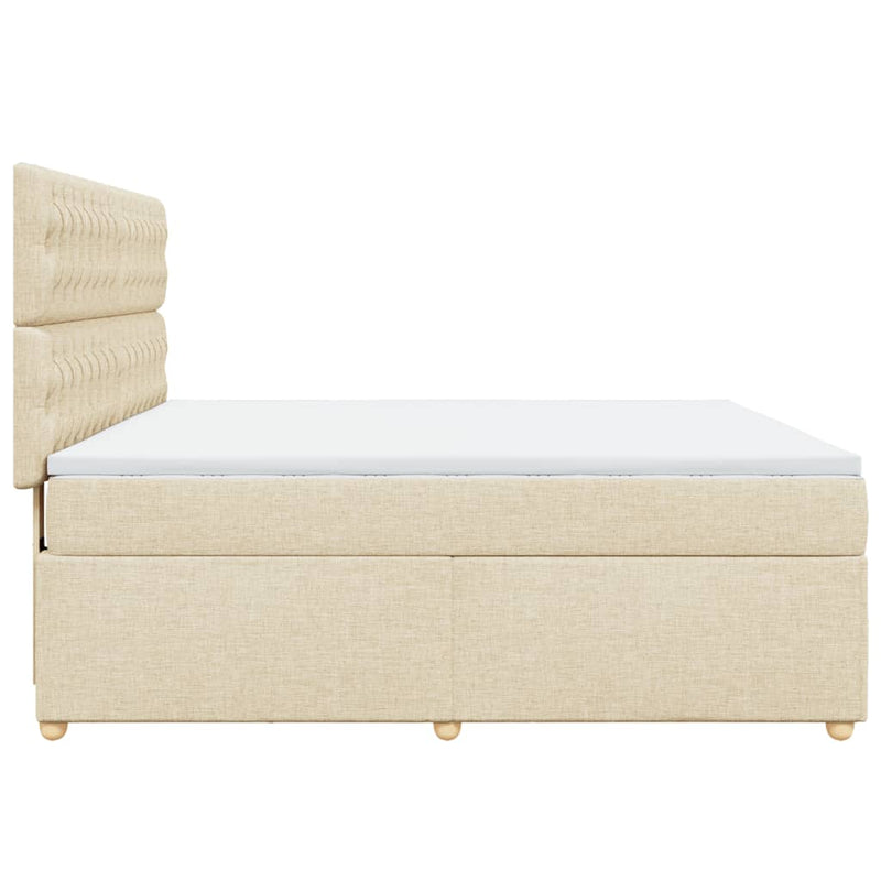 Pat continental cu saltea, crem, 180x200 cm, textil