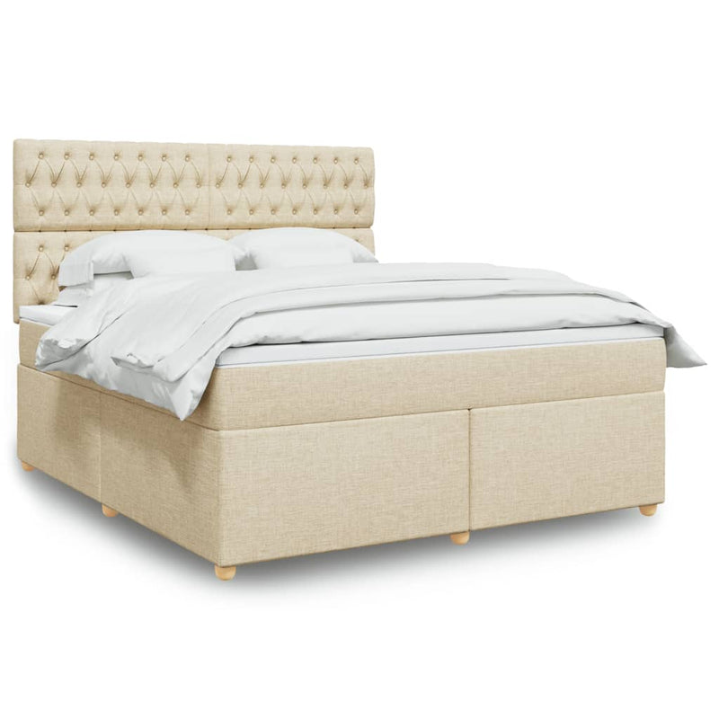 Pat continental cu saltea, crem, 180x200 cm, textil
