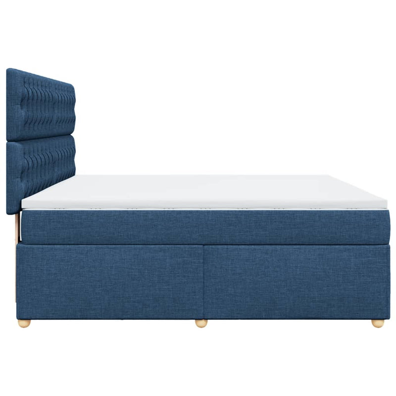 Pat box spring cu saltea, albastru, 180x200 cm, material textil