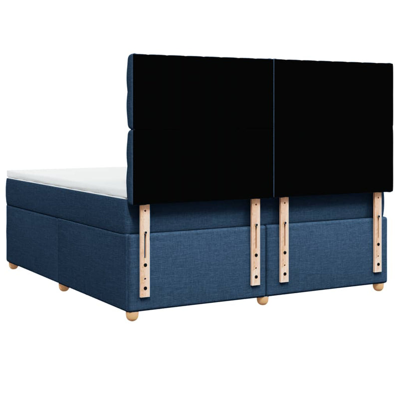 Pat box spring cu saltea, albastru, 180x200 cm, material textil