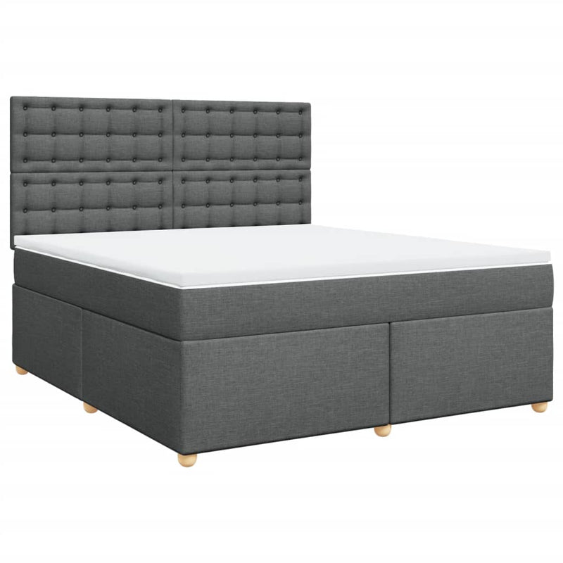 Pat box spring cu saltea, gri închis, 180x200 cm, textil