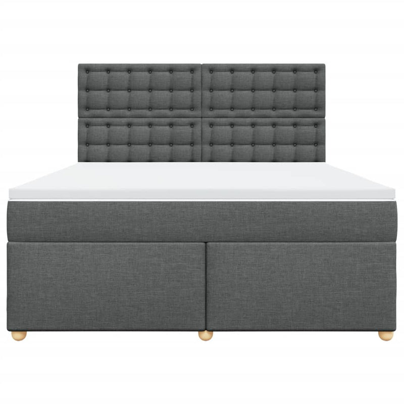 Pat box spring cu saltea, gri închis, 180x200 cm, textil