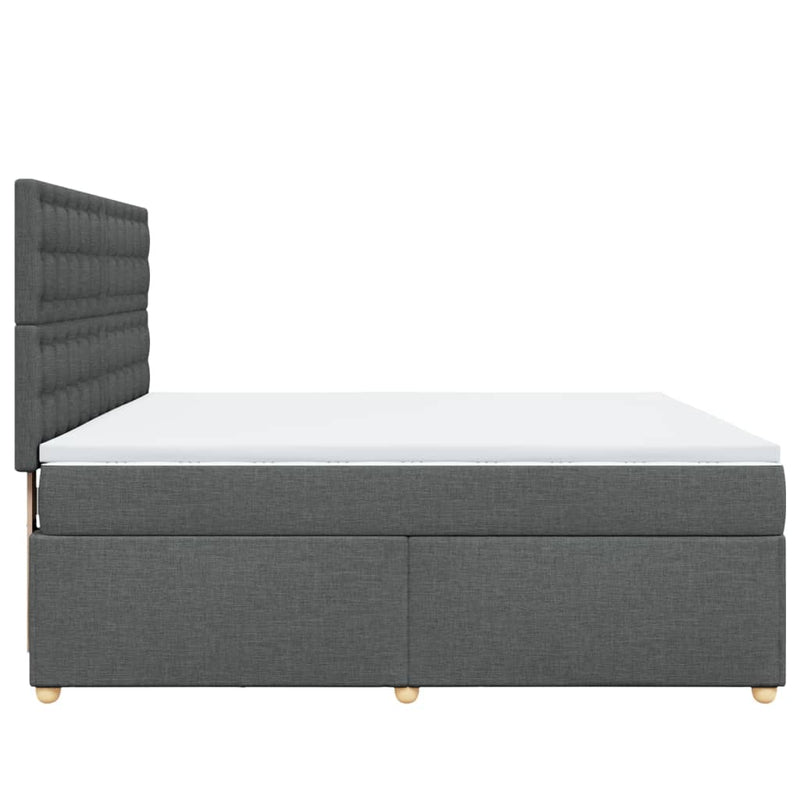 Pat box spring cu saltea, gri închis, 180x200 cm, textil