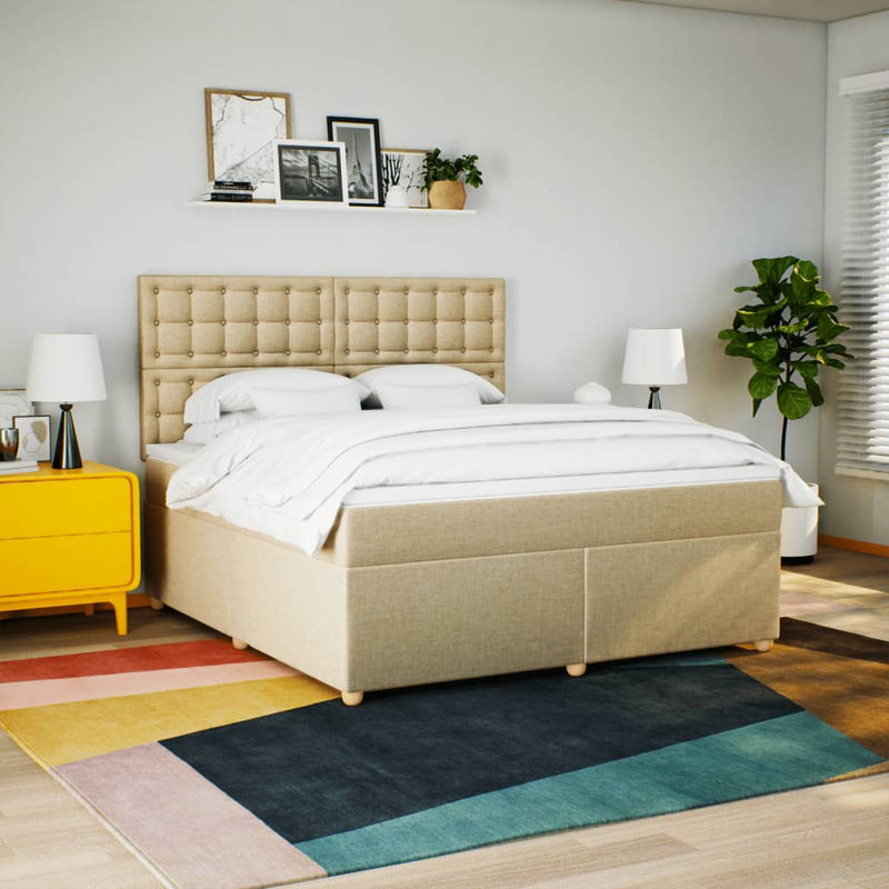 Pat continental cu saltea, crem, 180x200 cm, textil