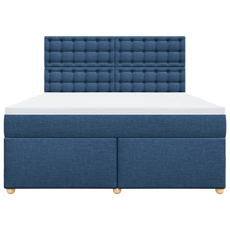 Pat box spring cu saltea, albastru, 180x200 cm, material textil