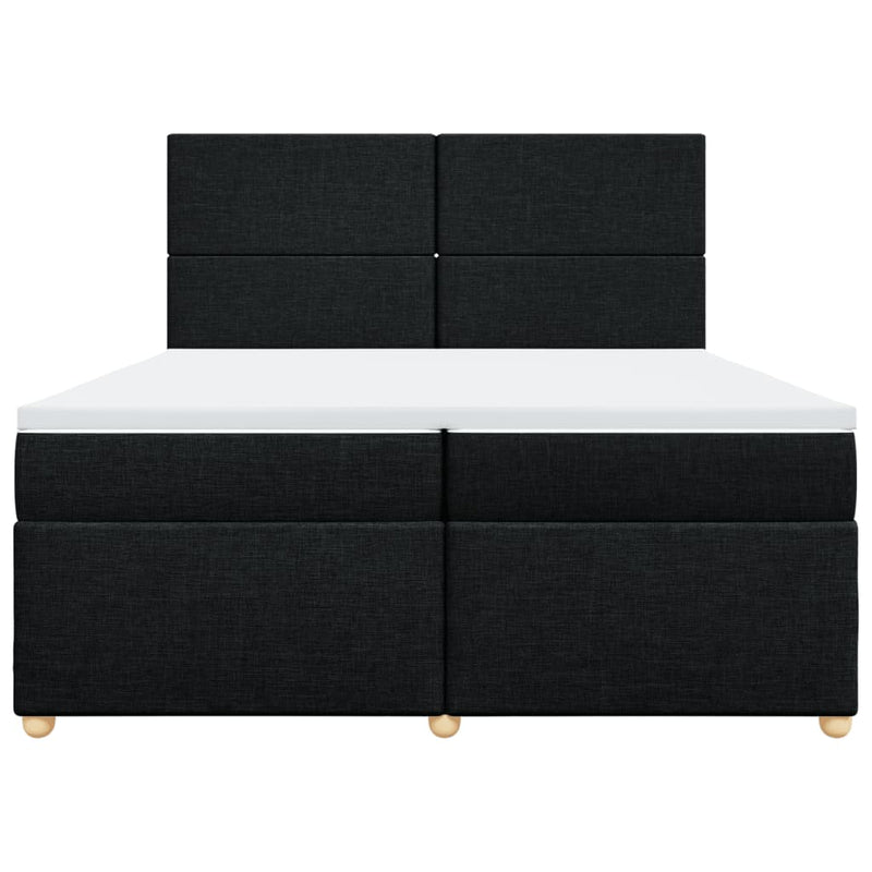 Pat box spring cu saltea, negru, 200x200 cm, textil